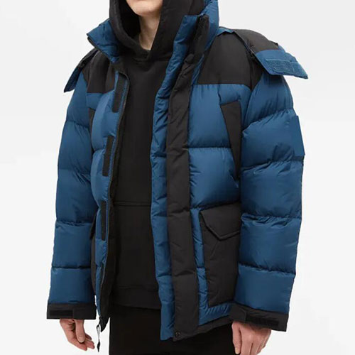 Custom color block padded bubble quilted down puffer jacket for men