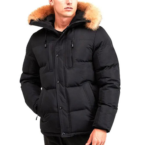 Men hooded winter parka coat