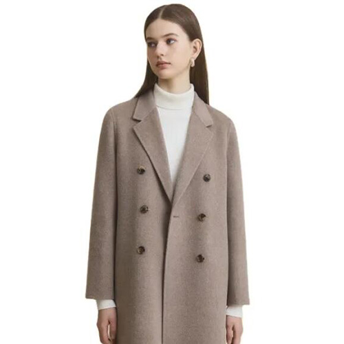 Classic 100% Wool Coat Ladies Button Warm Double Faced Women Jackets